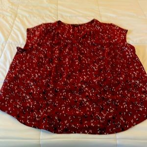 41 HAWTHORN
Morey Split Neck Short Sleeve Blouse, Burgundy, Size 2X, NWT